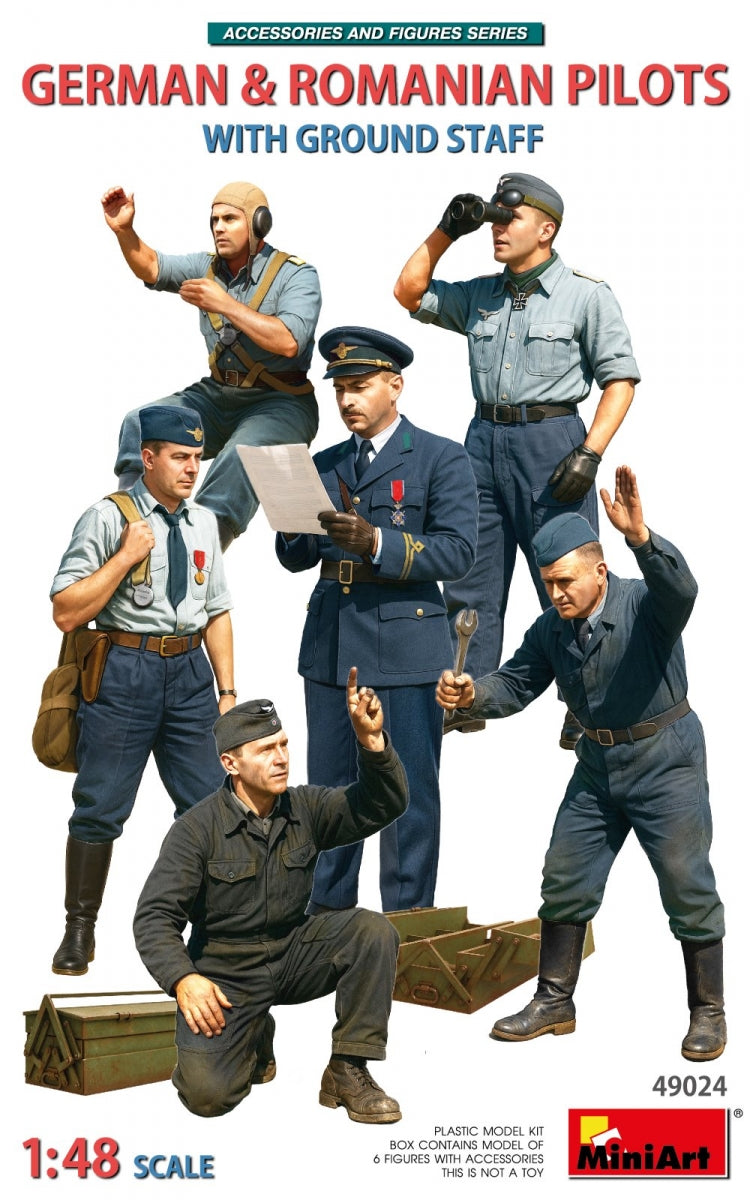 MiniArt 49024 GERMAN &amp; ROMANIAN PILOTS W/GROUND STAFF 1/48