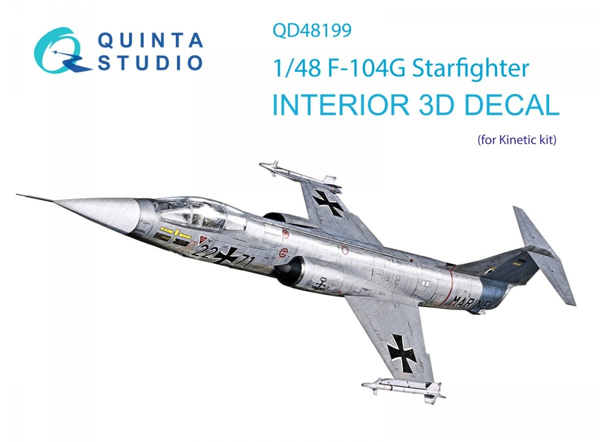 Quinta Studio QD48199 F-104G 3D-Printed &amp;amp; colored Interior on decal paper (Kinetic) 1/48