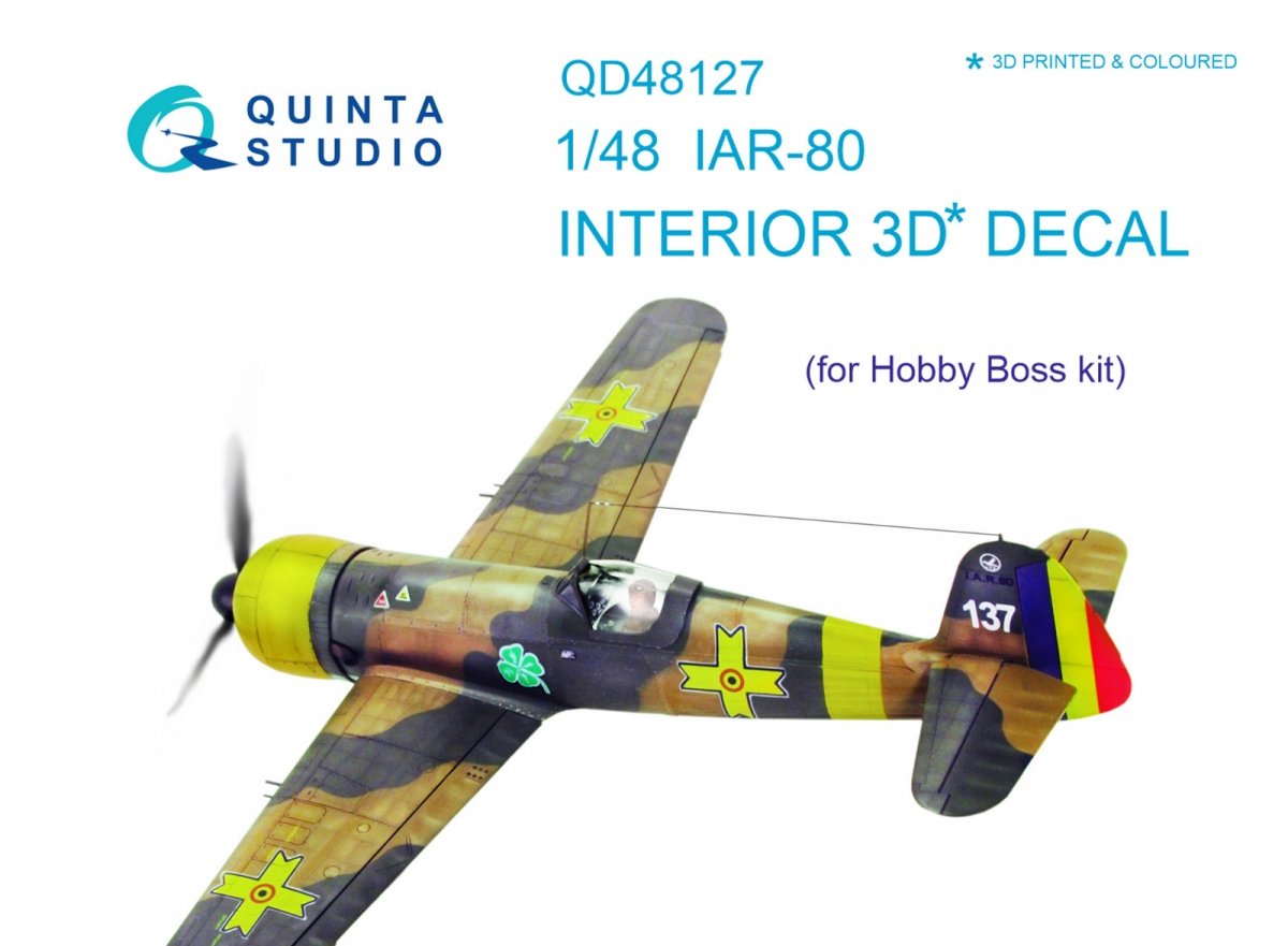 Quinta Studio QD48127 IAR-80 3D-Printed &amp;amp; coloured Interior on decal paper (for HobbyBoss kit) 1/48