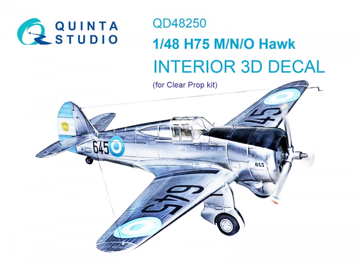 Quinta Studio QD48250 H75 M/N/O Hawk 3D-Printed &amp; colored Interior on decal paper (Clear Prop) 1/48