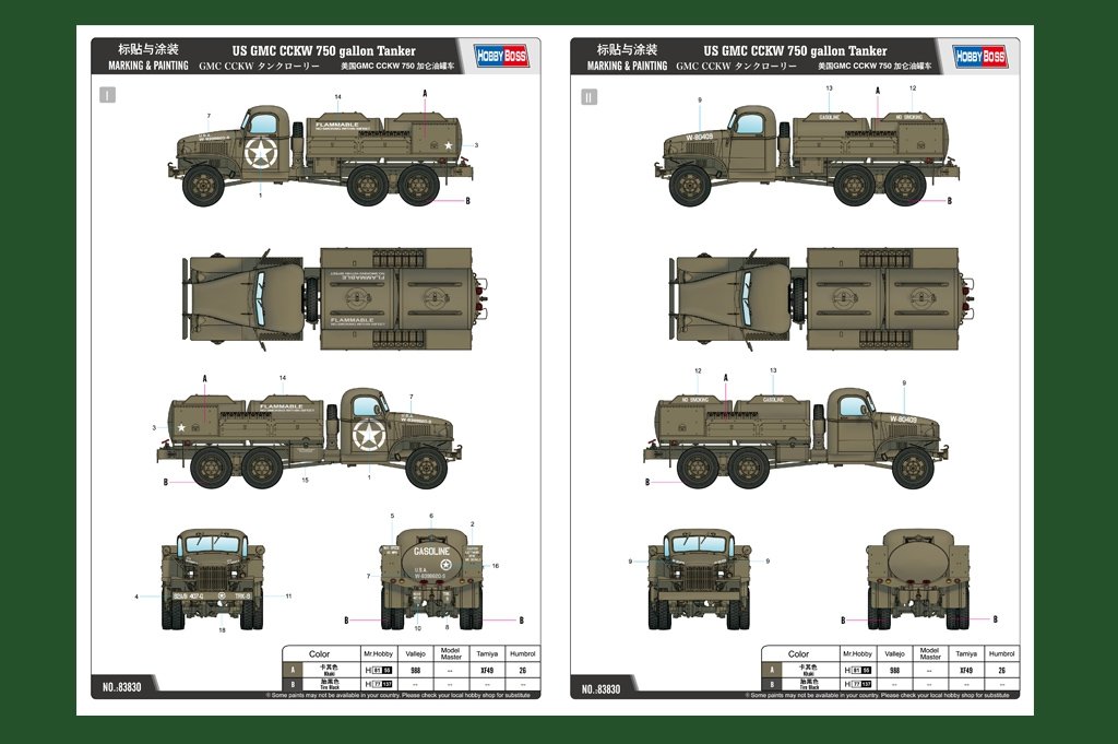 Hobby Boss 83830 US GMC CCKW 750 gallon Tanker 1/35 – zdjęcie 2
