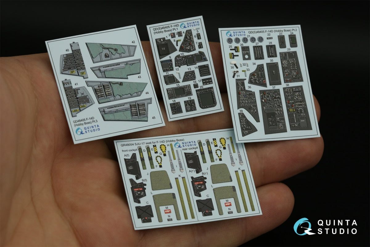 Quinta Studio QD48405 F-14D 3D-Printed &amp;amp; colored Interior on decal paper (Hobby Boss) 1/48 – obrázek 3