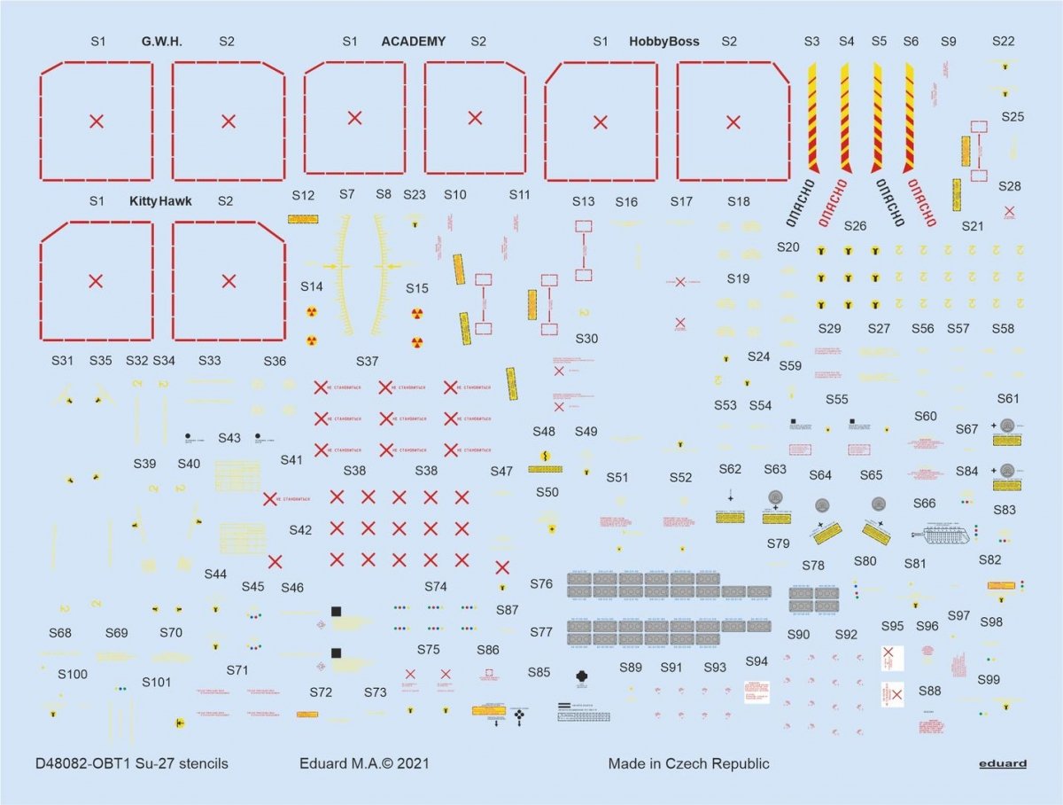Eduard D48082 Su-27 stencils ACADEMY/KITTY HAWK/HOBBY BOSS/GWH 1/48 – image 2