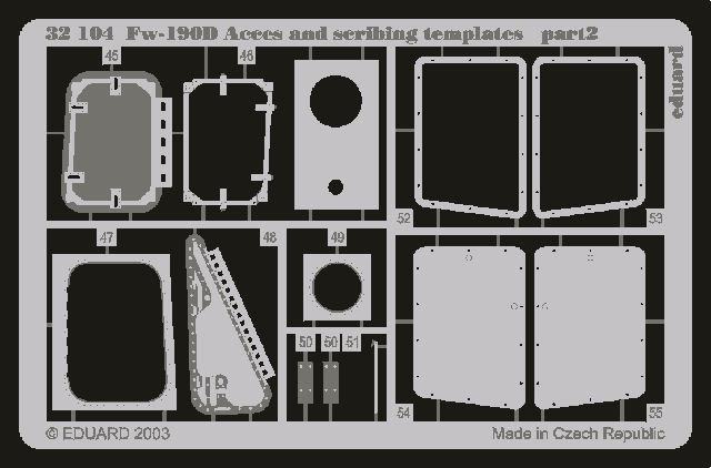 Eduard 32104 Fw 190D access and scribing templates 1/32 HASEGAWA – image 2