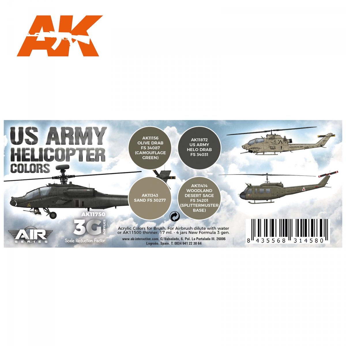 AK Interactive AK11750 US ARMY HELICOPTER COLORS 4x17 ml – obrázek 2