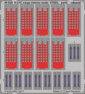 Eduard 49820 H-21C cargo interior seats STEEL ITALERI 1/48 – imagen 2