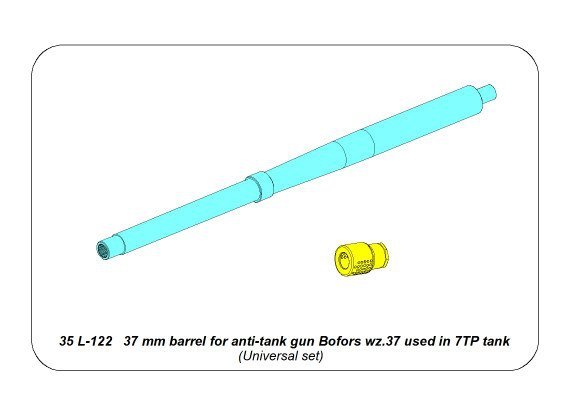 Aber 35L-122 37 mm barrel for anti-tank gun Bofors wz.37 used in 7TP tank 1/35 – imagen 6