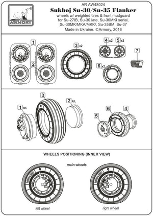 Armory Models AW48024 Sukhoj Su-30 / Su-35 wheels, weighted tires, front mudguard 1/48 – image 6