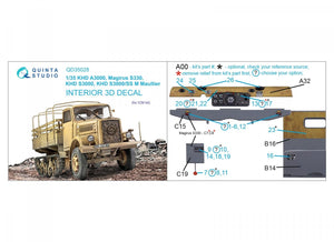 Quinta Studio QD35028 KHD A3000, Magirus S330, KHD S3000, KHD S3000/SS M Maultier 3D-Printed &amp;amp; colored Interior on decal paper (ICM) 1/35 – obrázek 11