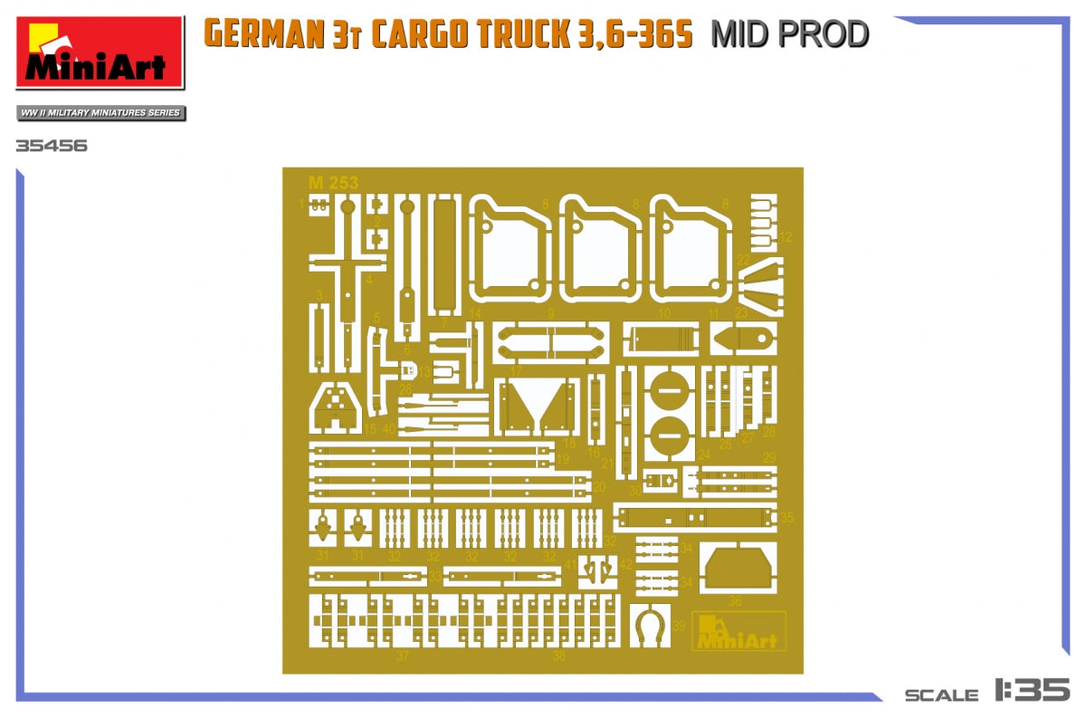 Miniart 35456 GERMAN 3T CARGO TRUCK 3,6-36S MID PROD 1/35 – zdjęcie 3