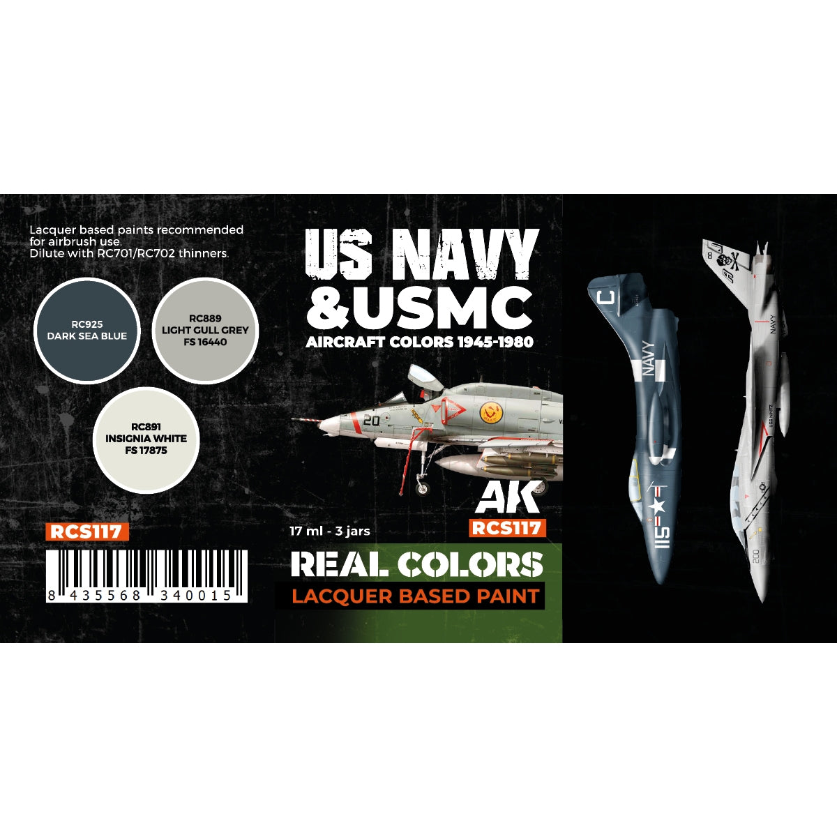 AK Interactive RCS117 US Navy &amp;amp; USMC Aircraft Colors 1945-1980 3x17ml – image 2