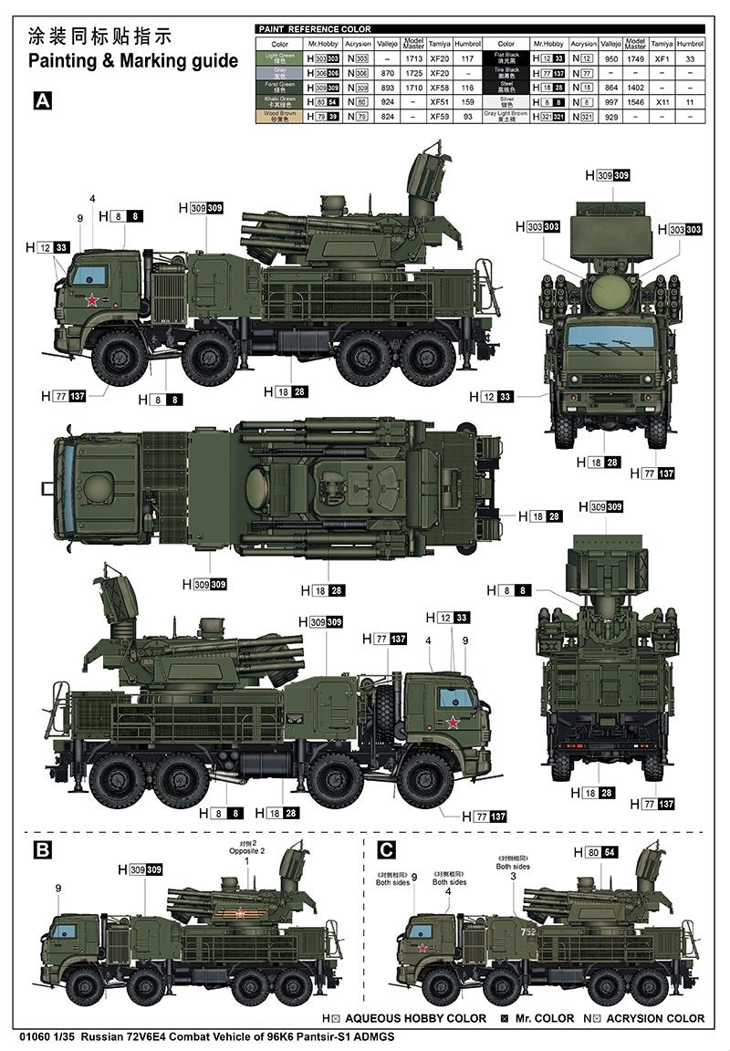 Trumpeter 01060 Russian 72V6E4 Combat Vehicle of 96K6 Pantsir -S1 ADMGS 1/35 – image 5
