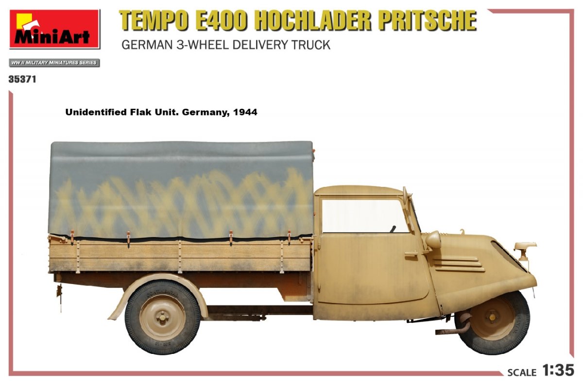 MiniArt 35371 Tempo E400 Hochlader Pritsche German 3-wheel delivery truck 1/35 – immagine 18