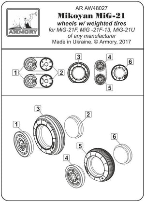 Armory Models AW48027 Mikoyan MiG-21 Fishbed wheels w/ weighted tires, early 1/48 – obrázek 2