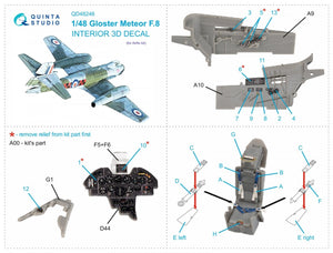Quinta Studio QD48246 Meteor F.8 3D-Printed &amp;amp; coloured Interior on decal paper (Airfix) 1/48 – zdjęcie 2