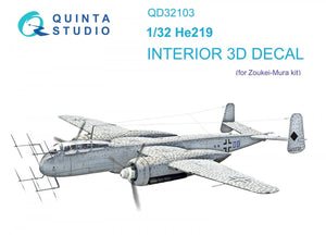 Quinta Studio QD32103 He 219 3D-Printed &amp;amp; colored Interior on decal paper ( ZM SWS ) 1/32