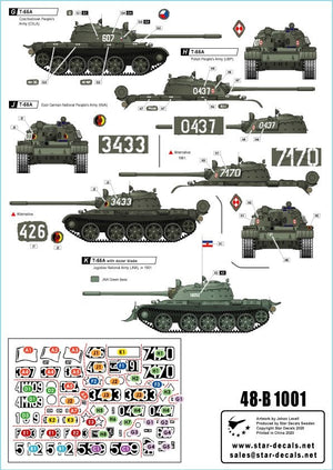 Star Decals 48-B1001 T-55A Tanks 1. Cold War. Soviet (Army and Naval Infantry), Poland, Hungary, Czechoslovakia, Germany (DDR), Romania and Jugoslavia 1/48 – Bild 2