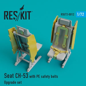 RESKIT RSU72-0012 Siège CH-53, MH-53 avec ceintures de sécurité en photodécoupe pour Revell, Italeri, Fujimi 1/72
