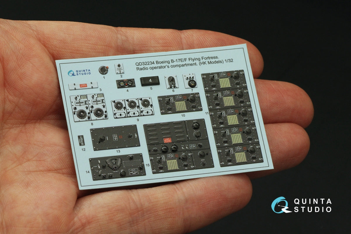 Quinta Studio QD32234 Boeing B-17E/F Radio operator&amp;#39;s compartment. 3D-Printed colored Interior on decal paper (HK models) 1/32 – image 6
