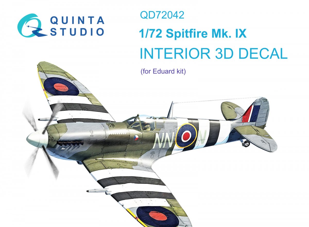 Quinta Studio QD72042 Spitfire Mk.IX 3D-Printed &amp;amp; colored Interior on decal paper (Eduard) 1/72
