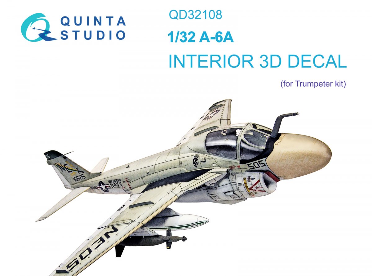 Quinta Studio QD32108 A-6A Intruder 3D-Printed &amp;amp; colored Interior on decal paper (Trumpeter) 1/32