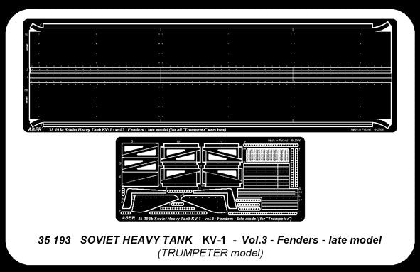 Aber 35193 Char lourd russe KV-1 - vol.3 - ensemble supplémentaire - ailes, modèle tardif (1/35) – image 5
