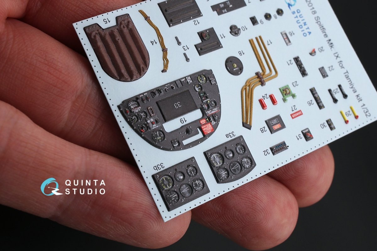 Quinta Studio QD32018 Spitfire Mk.IX 3D-Printed &amp;amp; colored Interior on decal paper (for Tamiya kit) 1/32 – immagine 3
