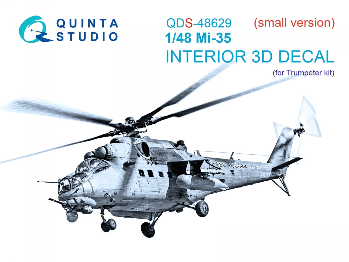 Quinta Studio QDS-48629 Mi-35 3D-Printed &amp; coloured Interior on decal paper (Trumpeter) (Small version) 1/48