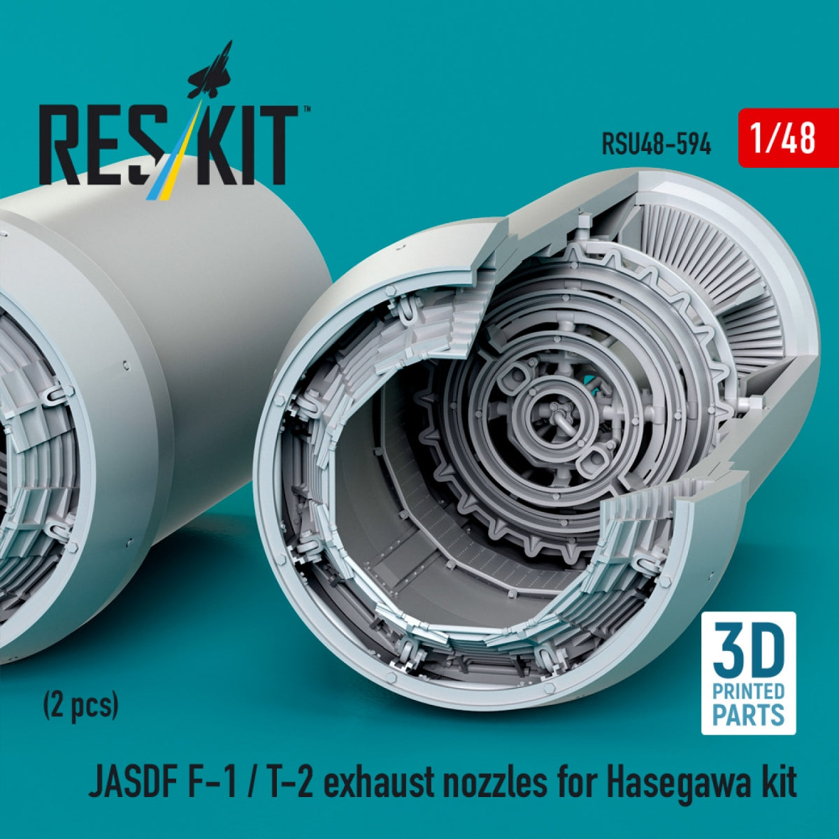 RESKIT RSU48-0594 JASDF F-1 / T-2 exhaust nozzles for Hasegawa kit (3D Printed) 1/48