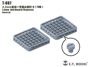ET Model T-087 2.5mm Bolt Head B (70 pieces) (rivets)