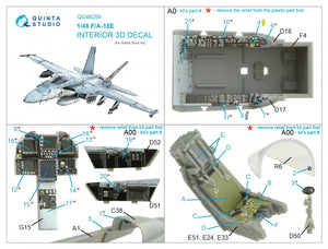Quinta Studio QD48259 F/A-18E 3D-Printed &amp;amp; colored Interior on decal paper (HobbyBoss) 1/48 – image 2