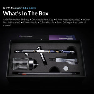 Gaahleri 43004 Premium Series GHPM-Mobius SP 0,3 &amp; 0,5 mm Airbrush