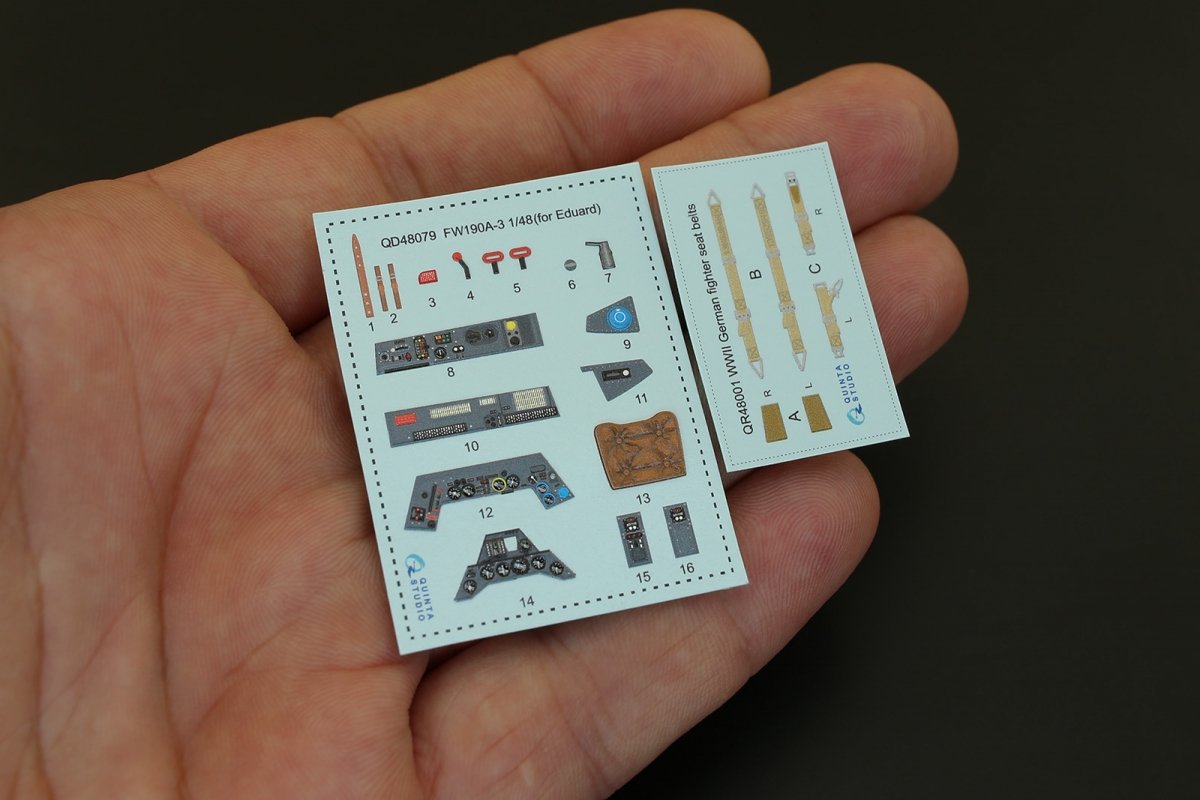 Quinta Studio QD48079 FW 190A-3 3D-Printed &amp;amp; colored Interior on decal paper (for Eduard kit) 1/48 – obrázek 2