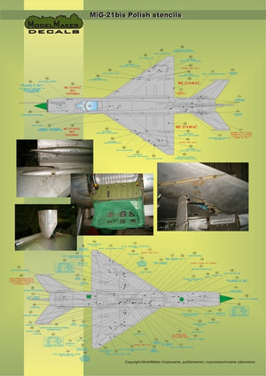 ModelMaker Decals D48020 MiG-21PFM/M/MF/bis/UM Polish stencils 1/48 – imagen 7