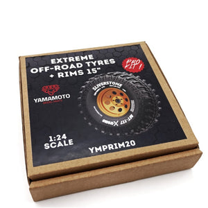 Yamamoto YMPRIM20 Extreme Off-Road Tires And Rims 15&amp;quot; Pro Kit 1/24