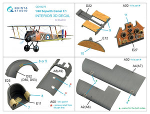 Quinta Studio QD48276 Sopwith Camel F.1 3D-Printed &amp;amp; colored Interior on decal paper (Eduard) 1/48 – image 11
