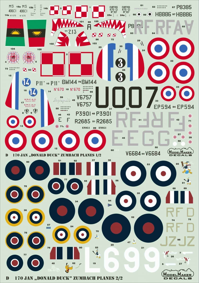 ModelMaker Decals D48170 Jan &amp;quot;Donald Duck&amp;quot; Zumbach Planes 1/48 – Bild 2