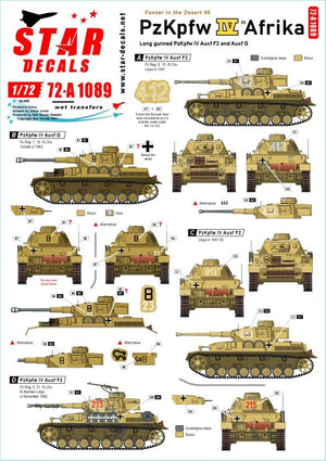 Star Decals 72-A1089 Panzer dans le désert n° 6. PzKpfw IV Ausf F2 et G, en Afrique du Nord, échelle 1/72 – image 2