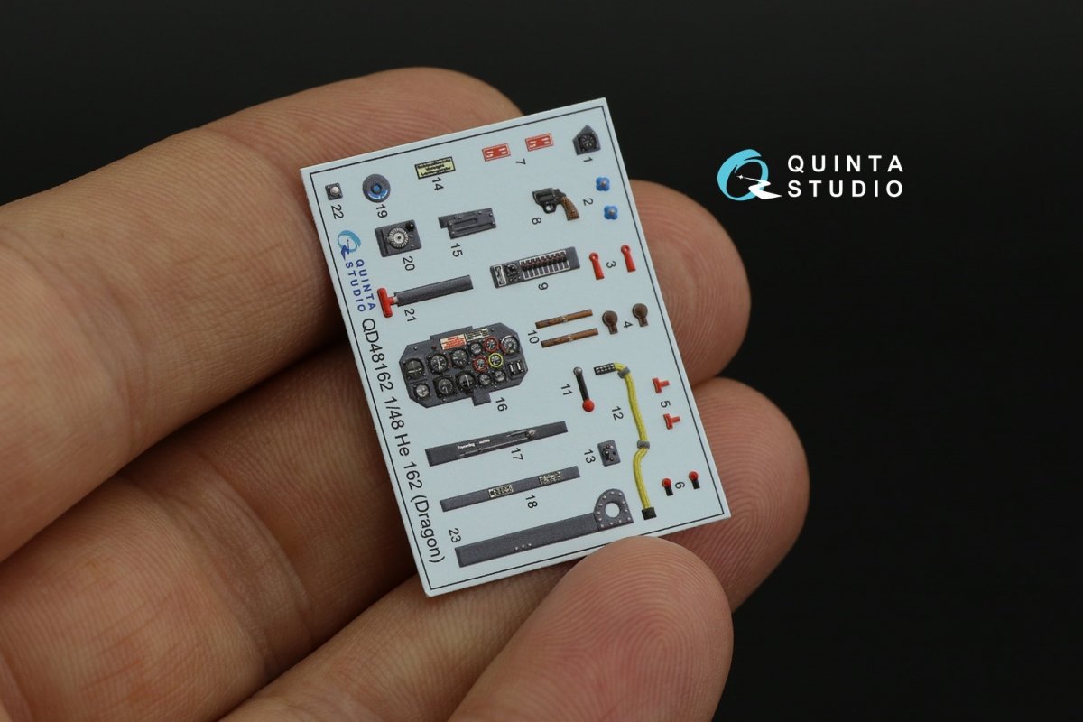Quinta Studio QD48162 He 162 3D-Printed &amp;amp; colored Interior on decal paper (Dragon) 1/48 – obrázek 7
