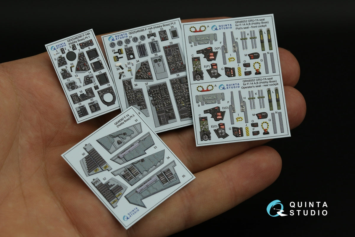 Quinta Studio QD48395 F-14A 3D-Printed &amp;amp; colored Interior on decal paper (Hobby Boss) 1/48 – image 3