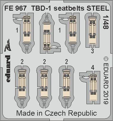 Ceintures de sécurité Eduard FE967 TBD-1 en acier, échelle 1/48, Great Wall Hobby