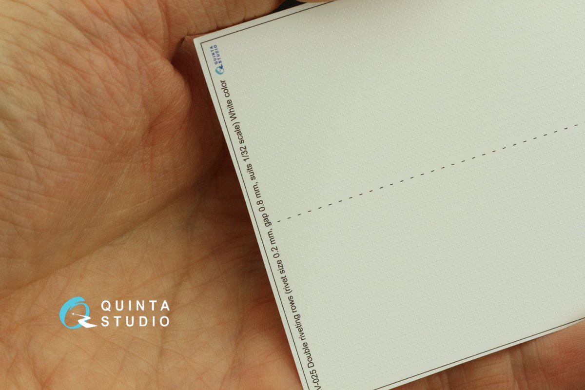 Quinta Studio QRV-025 Double riveting rows (rivet size 0.20 mm, gap 0.8 mm, suits 1/32 scale), White color, total length 5.8 m/19 ft – Bild 6