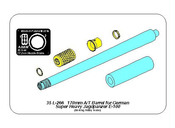 Aber 35L-266 Barrel for German tank destroyer E100 1/35