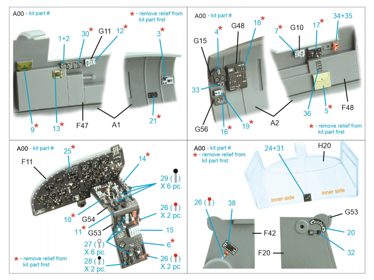 Quinta Studio QD48494 B-26B/C Marauder 3D-Printed colored Interior on decal paper (ICM) 1/48 – obrázek 3