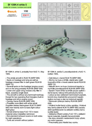 Omask 33011 Bf 109K-4 white 5 (masks for crosses, numbers and spiral) 1/32 – obrázek 2