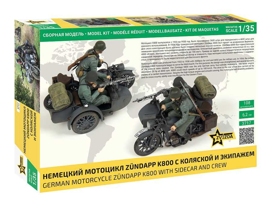 Zvezda 3717 German Motocycle Zündapp K800 with sidecar and crew 1/35 – image 2
