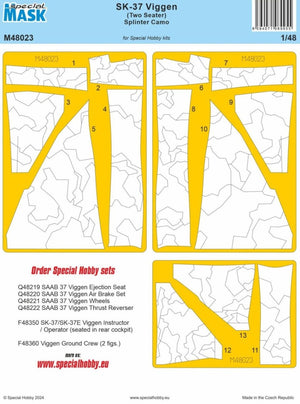 Special Hobby M48023 SK-37 Viggen (Two Seater) Splinter Camo (For Special Hobby Kits) 1/48