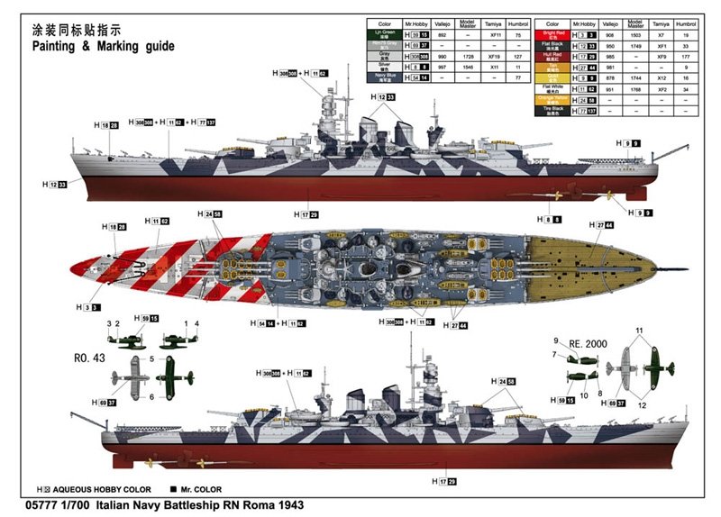 Trumpeter 05777 Italian Navy Battleship RN Roma (1943) 1/700 – Bild 12