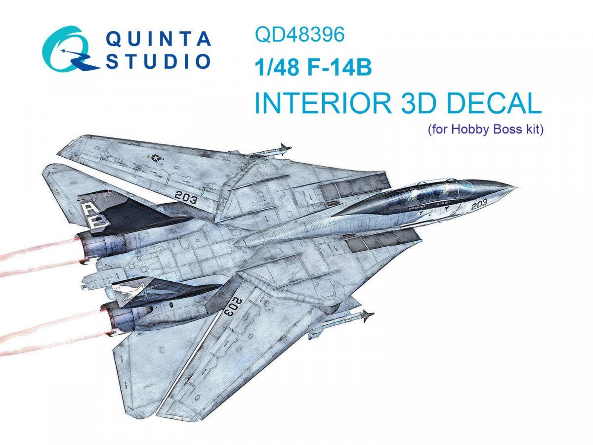 Quinta Studio QD48396 F-14B 3D-Printed &amp;amp; colored Interior on decal paper (Hobby Boss) 1/48