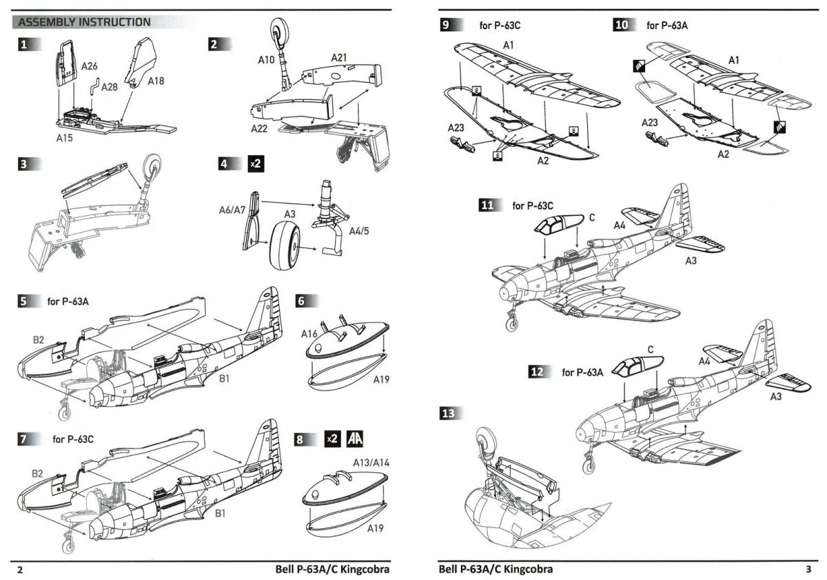 Dora Wings 14401 BELL P-63A P-63C KINGCOBRA Fighter DOUBLE KIT 1/144 – obrázek 3